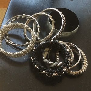 🔥COLLECTION! 10 Sexy and Silver Black Bangle Bracelets